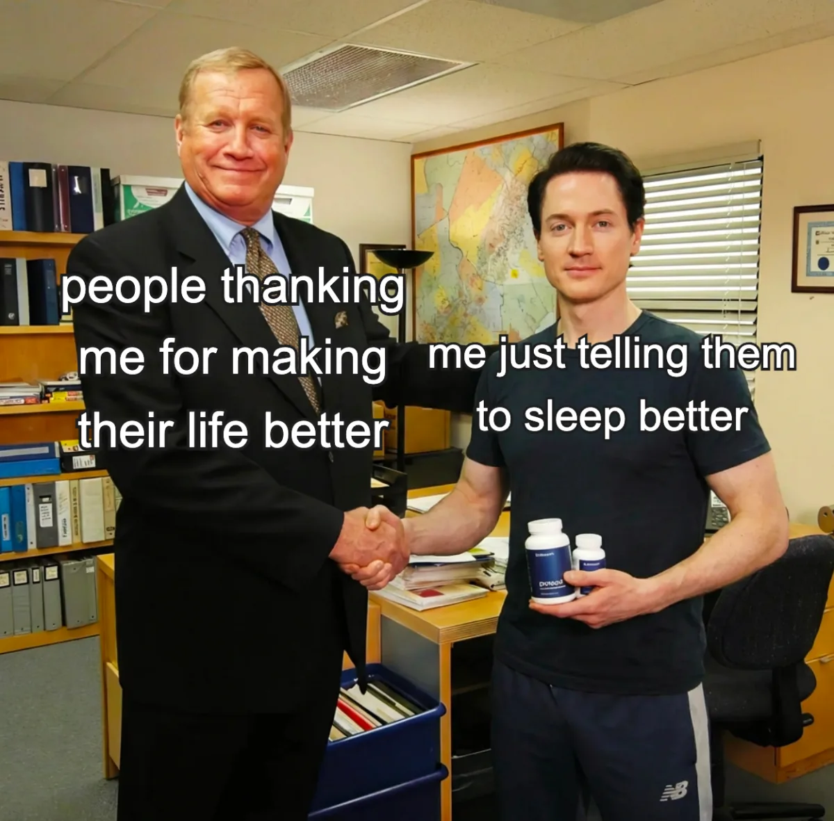 Sleep better caption meme example from a recurring app mission