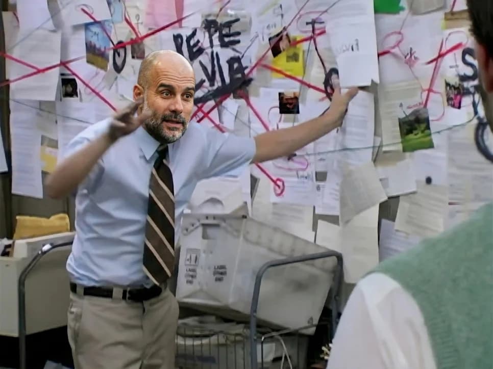 Sports conspiracy board meme example from a recurring sports mission