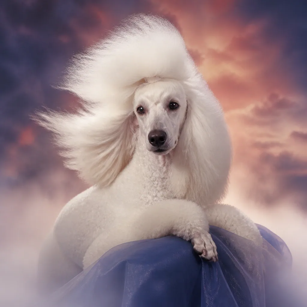 Poodle given the full 90s glamour-studio treatment