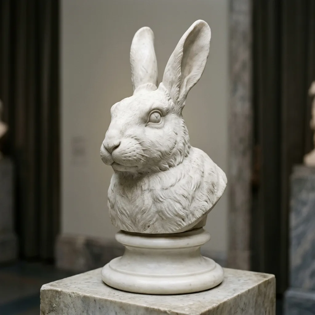 Rabbit sculpted as a small marble companion bust