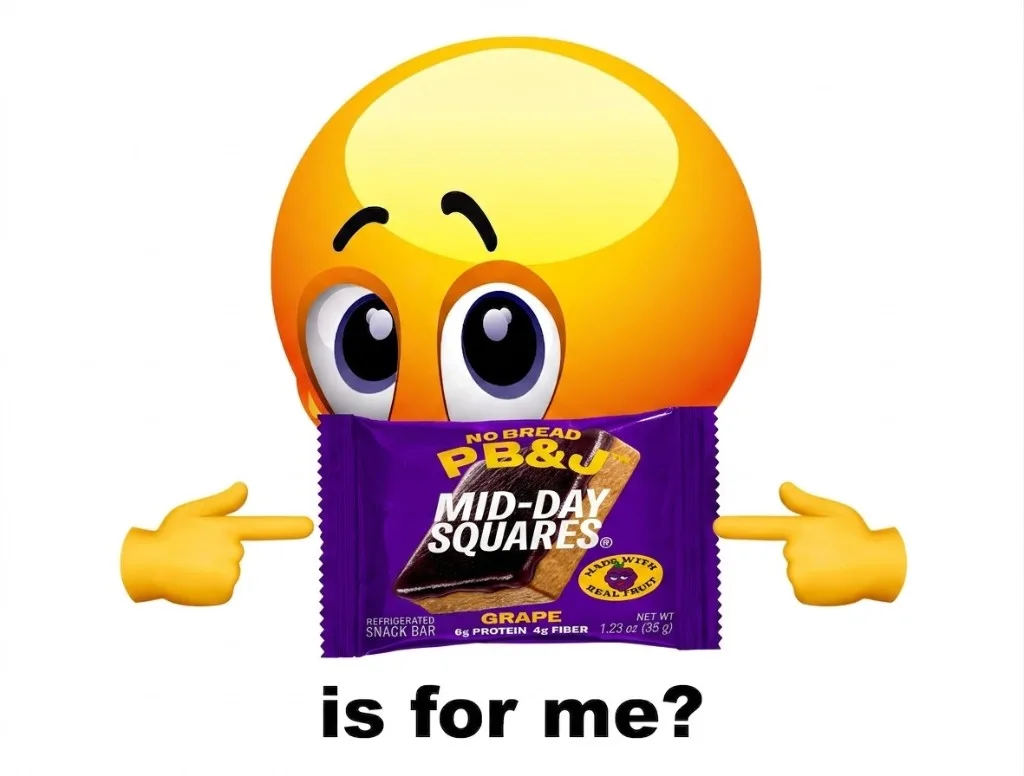 Mid-Day Squares meme ad example inserting the product into a relatable joke