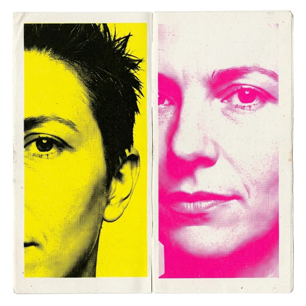 Close-up restyled as a Factory-print diptych in hot colorways