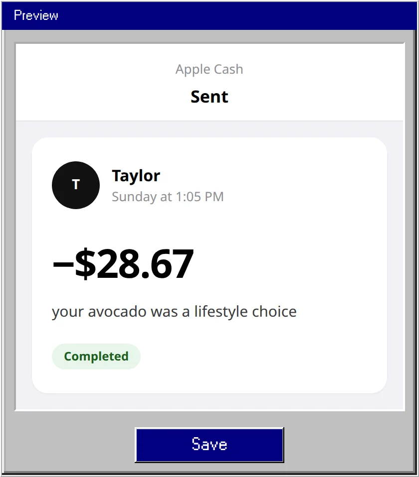 Fake Apple Pay Notification Generator example 2