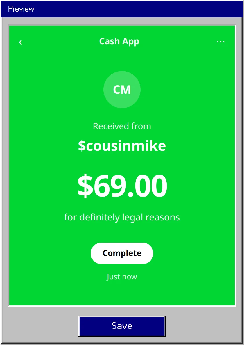 Fake Cash App Notification Generator example 1