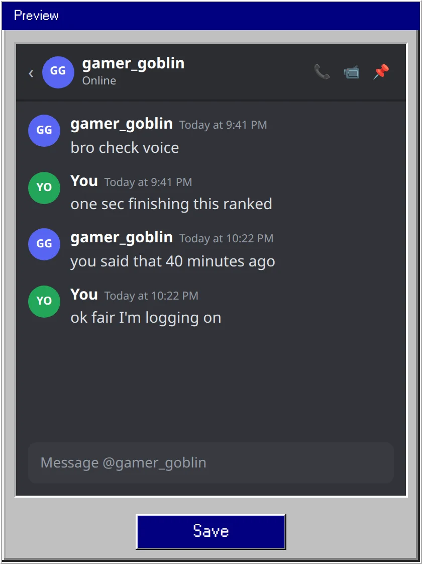 Fake Discord Message Generator example 1