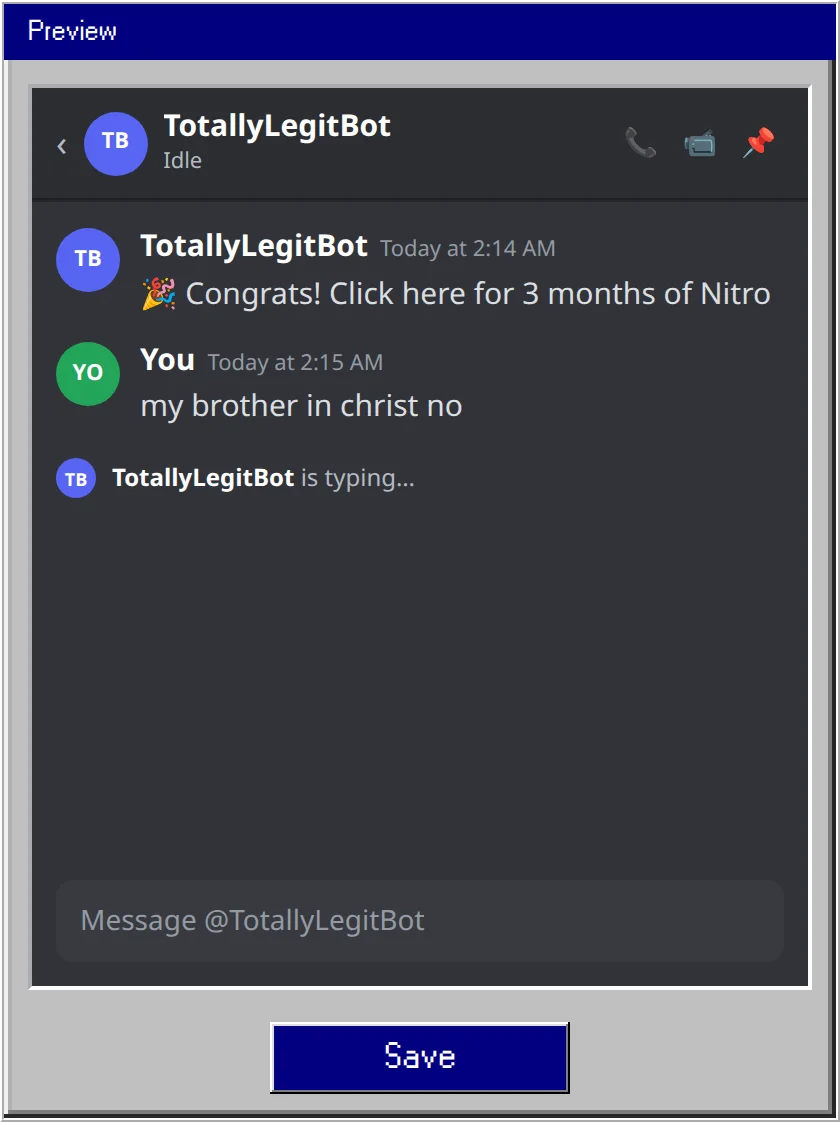 Fake Discord Message Generator example 2