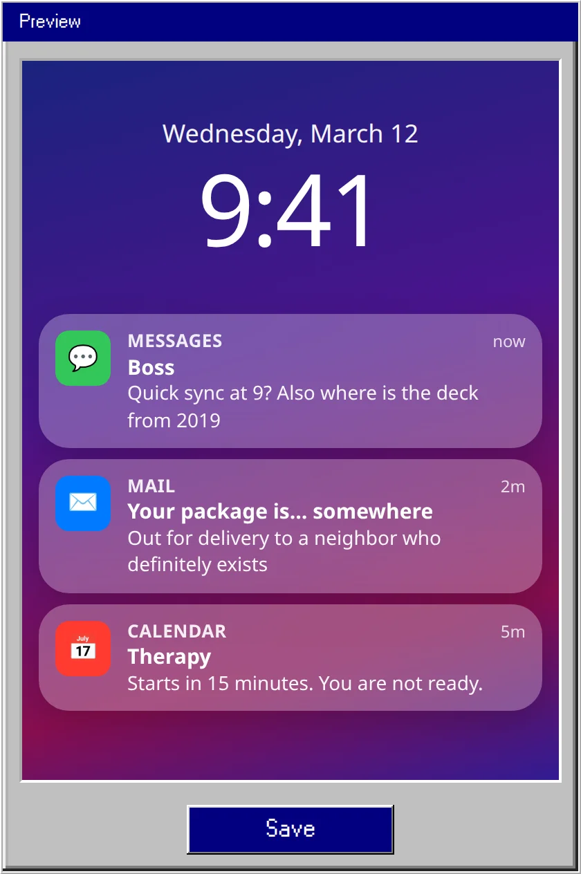 Fake iOS Notification Generator example 1