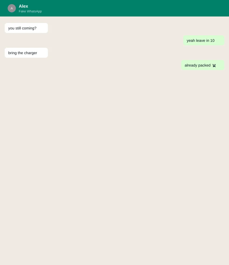 Fake WhatsApp Chat Generator example 1
