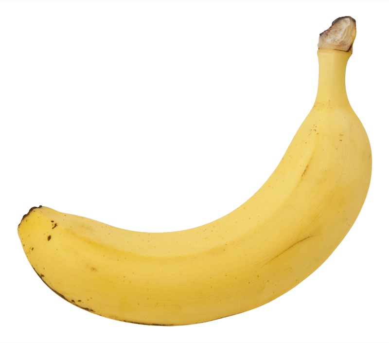 The opponent: a real yellow banana photographed on white